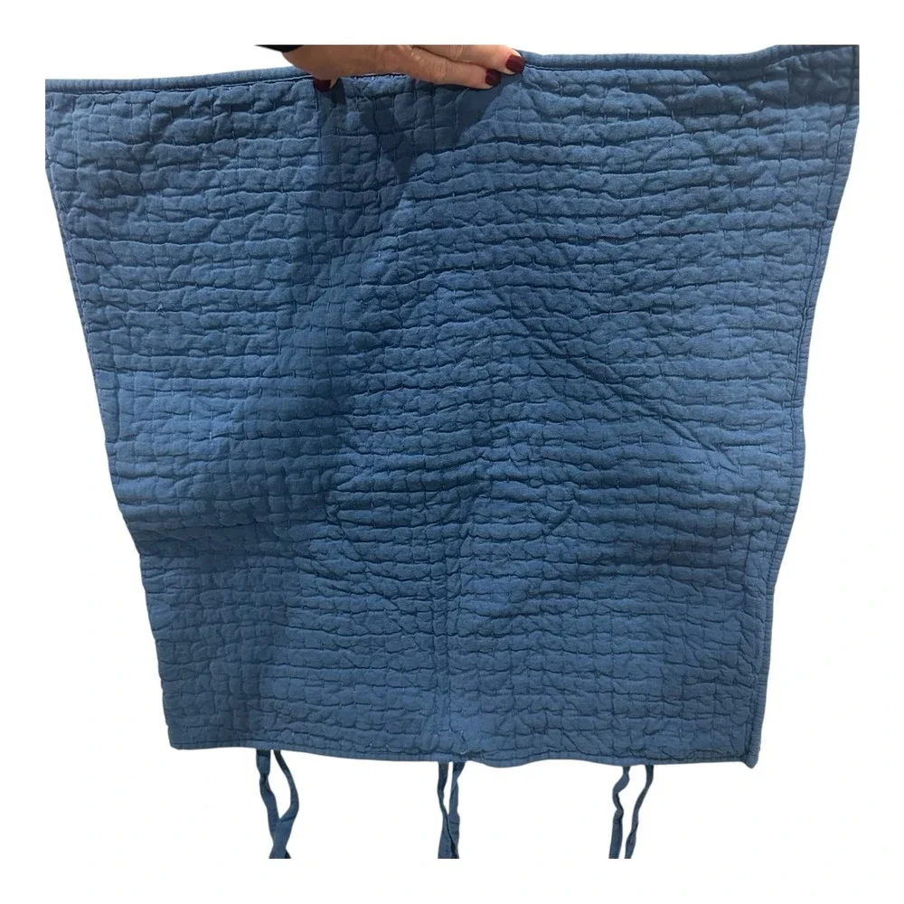 Pottery Barn Pick-Stitch Midnight Blue Quilted Euro Sham Ties 26x26